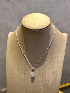 Colar Gota Cravejada Prata