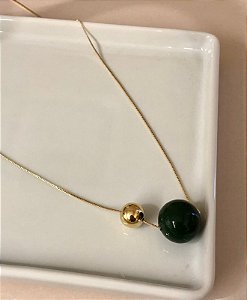 Colar Resina Esfera Verde