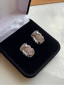 Argola Entrelaçada M Ródio Branco