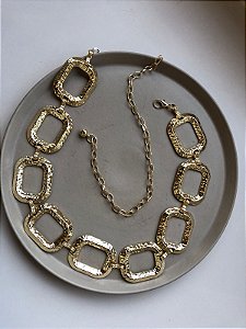 Cinto Elos Quadrados Dourado