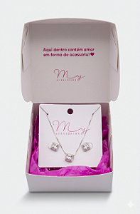 Conjunto Quadrado Cravejado em Zircônias Prata 925