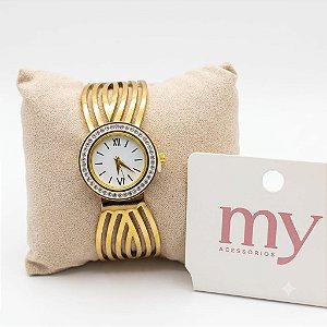 Bracelete Relógio Linhas Design em Aço