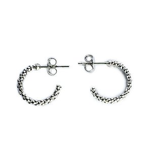 Argola Mini Texturizada com Ródio Branco