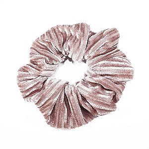 Scrunchie em Veludo Listrado Rosa