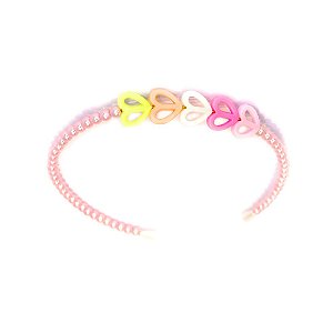 Tiara Infantil Esferas Rosa com Corações