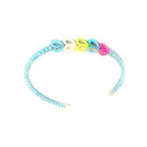 Tiara Infantil Esferas Azul com Corações