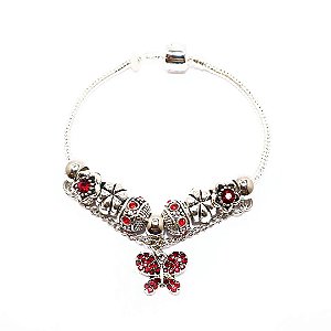 Pulseira Berloques Borboleta Red