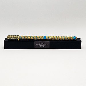 Caneta Spiro Capim Dourado e Fio de Seda Azul Oceano CA20
