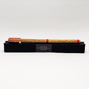 Caneta Spiro Capim Dourado e Fio Fino Vermelho Cereja CA34