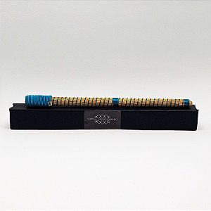 Caneta Spiro Capim Dourado e Fio Cor Vibrante Azul Oceano CA40