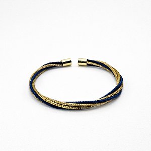 Pulseira Capim Dourado e Fio Azul Safira PL51 - Hipoalergênico