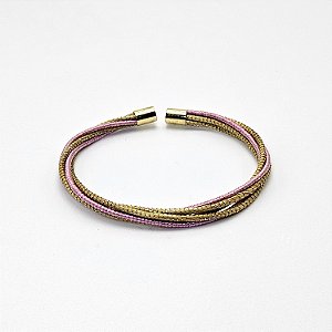 Pulseira Capim Dourado e Fio Rose PL54 - Hipoalergênico