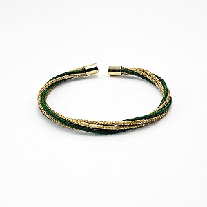 Pulseira Capim Dourado e Fio Esmeralda PL55 - Hipoalergênico