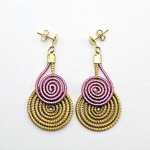 Brinco Capim Dourado e Fio Rose BL4 - Hipoalergênico