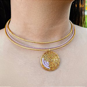Gargantilha Capim Dourado e Fio Rose GL34 - Hipoalergênico