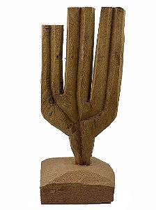 Cacto em Madeira Luiz Benicio - 23cm