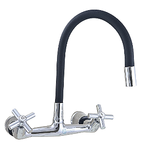 Torneira Misturador Gourmet Cozinha Parede C-64 PRETO 1/4v.
