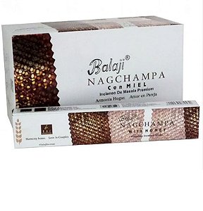 NAG CHAMPA COM MEL  BALAJI - INCENSO INDIANO PREMIUM