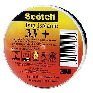 Fita Isolante 5Mt 19Mm 33+ Scotch 3M