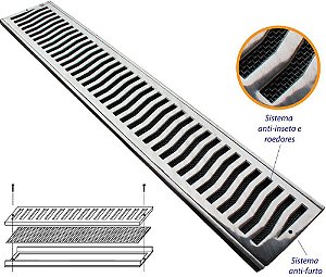 Ralo Alumínio 15X100Cm Com Tela Pesado Costa Navarro