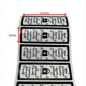 Lacre retangular em bobina com 1000 unid