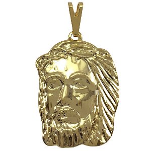 Pingente Folheado a Ouro Face de Cristo 2,5cm