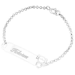 Pulseira Prata 925 Infantil de Plaquinha Menina