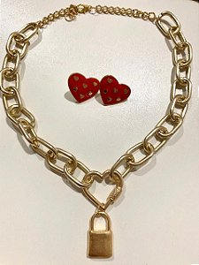 CORRENTE CORAÇÃO E CADEADO