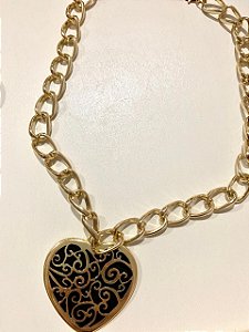 COLAR CORAÇÃO PRETO