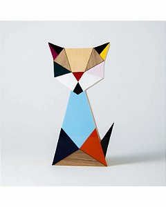 ESCULTURA DE MADEIRA GEO GATO COLOR II