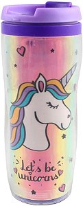 COPO VIAGEM HOLOGRAFICO UNICORNIO 300ML