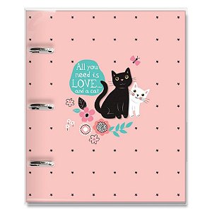 CADERNO ARGOLADO ROSA GATOS