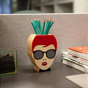 ORGANIZADOR PORTA OBJETOS EM MADEIRA BIBI 17CM