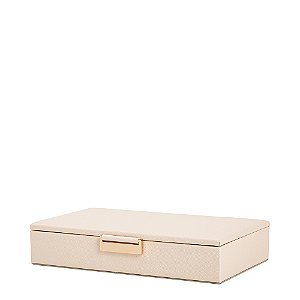 CAIXA EM MDF COM REVESTIMENTO EM PU BEGE 21CM