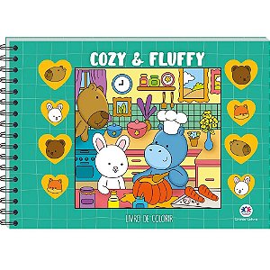 LIVRO PARA COLORIR COZY AND FLUFFY 22X16 CAPA VERDE