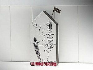BLOCO DE MADEIRA CASINHA O AMOR E ISSO 23X12