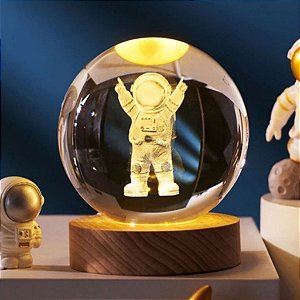 LUMINARIA GLOBO CRISTAL 3D ASTRONAUTA
