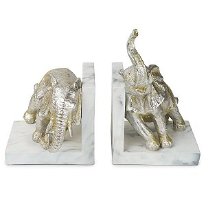 APARADOR DE LIVROS ELEFANTE RESINA 25X30X11.5CM PRATA