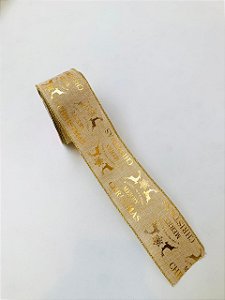 FITA NATALINA FELIZ NATAL BEGE DOURADO 9M