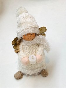 BONECA SENTADA VELA BRANCA 37CM NATAL