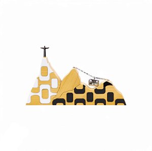 ESCULTURA DE MADEIRA RIO PAISAGEM IPANEMA BRANCO E PRETO MINI