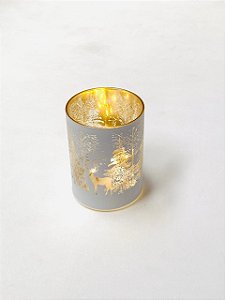 POTE DECORATIVO FLORESTA C LED 10CM NATAL