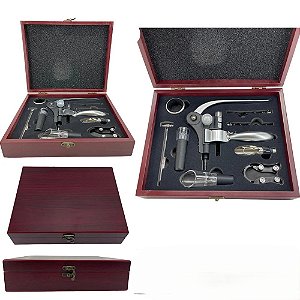 KIT ACESSORIO METAL SERVIR VINHO E SACA ROLHA