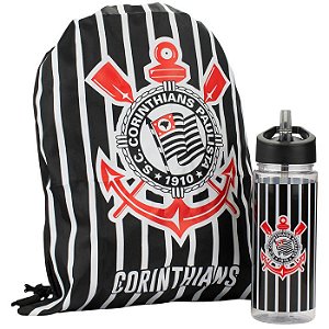 GARRAFA DE PLASTICO 450ML C/MOCHILA CORINTHIANS