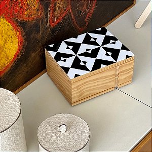 PORTA JOIAS BAUHAUS GEO BRANCO E PRETO 20X11X16CM