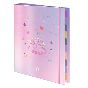 CADERNO FICHARIO ARGOLADO MILKY C 48 FOLHAS
