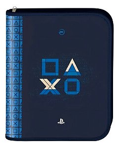 CADERNO FICHARIO ARG PLAYSTATION AZUL C 48 FOLHA