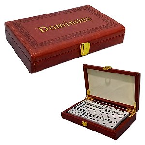 JOGO DE DOMINO NA MALETA COM 28 PEDRAS EM MELAMINA 5X2X1