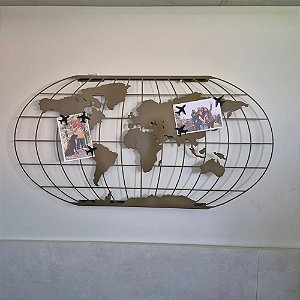 PLACA MAPA MUNDI MINIMAL 43X85CM BRONZE