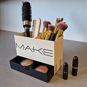 PORTA MAQUIAGEM DUPLO GAVETA MAKE DOURADO